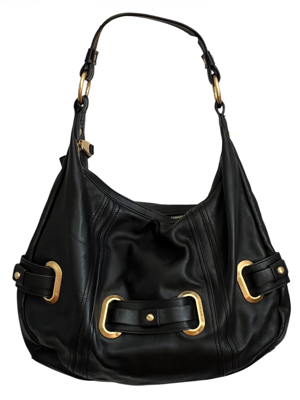 B. MAKOWSKY Vintage Y2K Black Pebbled Leather Hobo Shoulder Bag